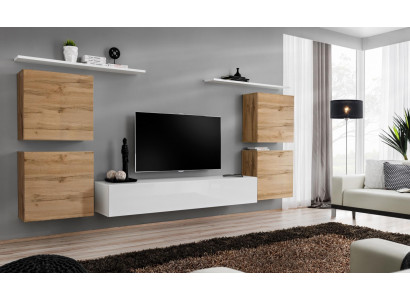 Luxus Wunnzëmmer RTV Wunnwand Wandkabinett Regal Fernseher Holz Wand Regaler Neijoer
