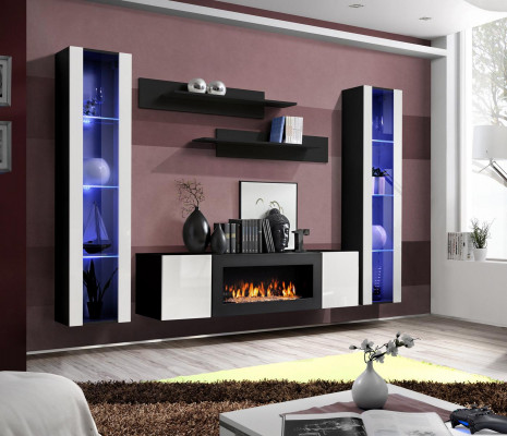Wunnwand Wandregaler Wunnzëmmer Modern Luxus Set 5 Stéck Designer Hänkvitrinn