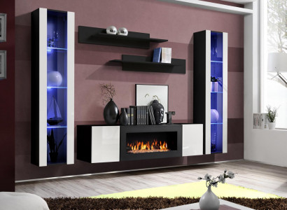 Wunnwand Wandregaler Wunnzëmmer Modern Luxus Set 5 Stéck Designer Hänkvitrinn