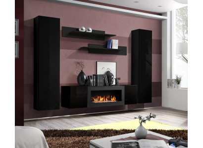Luxus Modern Wunnzëmmer Set 5tlg. Wunnwand Wandkabinett Holz Miwwelen Nei