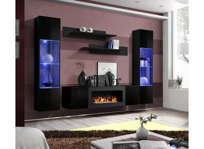 Designer schwarz Wunnwand Holzmöbel Hängevitrine Luxus Säiteboard Wand Regaler.