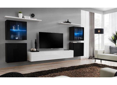 Wunnwand Wäiss Wandregaler Fernsehsständer Komplett Kommod Hochglanz Ariichtung
