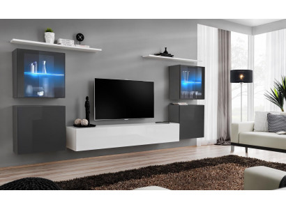 Wäiss Wunnwand Héichglanz Designer Wand Schaf Wandregaler Holz Luxus Miwwelen