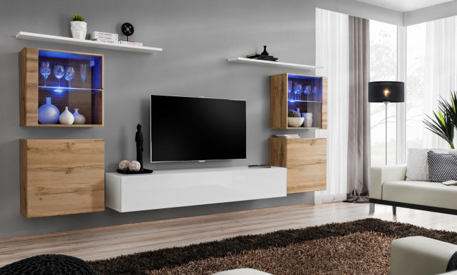 Luxus wäiss Wunnwand Wunnzëmmer Designer Grupp Modern Miwwelen TV Ständer