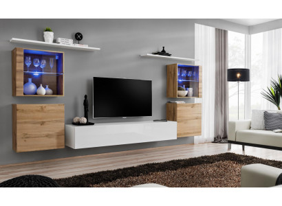 Luxus wäiss Wunnwand Wunnzëmmer Designer Grupp Modern Miwwelen TV Ständer