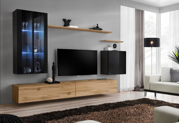 Wunnwand Hänkvitrinn Wandsschaf Designer TV-Ständer Ariichtung Regaler Modern