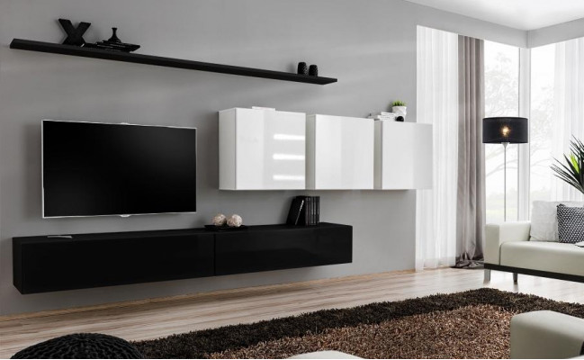 Designer Modern Wohnwand Wunnzëmmermiwwelen Schwaarz Holzmöbel Sideboard