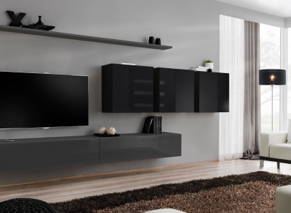 Wunnwand Grom Komplett 7tlg Designer Holzmiwwel Sideboard Mauereschaf Wand Regal