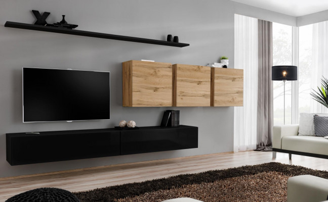 Komplettset 7-Teiler TV-Ständer Sideboard Wunnzëmmermiwwelen Modern Ariichtung