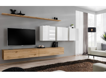Komplett Set Wunnwand Modern TV-Stänn Sideboard Ariichtung Design Wand Regal