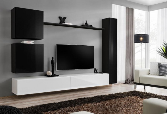 Holzmiwwel Wunnwand Modern Schwaarz Miwwelen TV-Stänner Ariichtung Sideboard