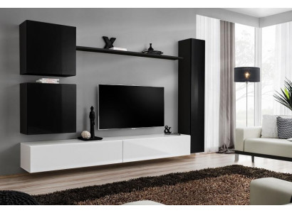 Holzmiwwel Wunnwand Modern Schwaarz Miwwelen TV-Stänner Ariichtung Sideboard