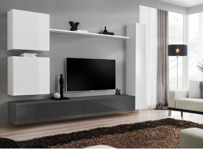 Wunnwand Schief Stil Modern Ariichtung Designer Wäiss Regal TV Säitendësch