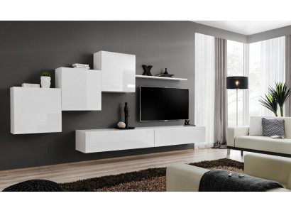 Wäiss Wunnwand TV-Stänner Sideboard Komplett Modern Wunnzëmmer Regaler Holz Nei