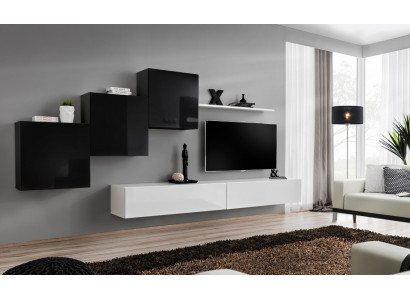 Komplett Designer Wunnzëmmer 3x Mauerchrëschter Wäiss Sideboard 6tlg. Wunnwand Nei