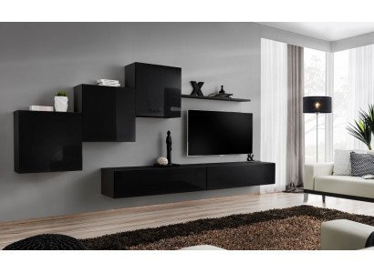 Wunnzëmmer Set Wohnwand Wandschränke TV-Ständer Wand Regal Sideboard Komplett