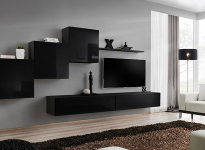 Wunnzëmmer Set Wohnwand Wandschränke TV-Ständer Wand Regal Sideboard Komplett
