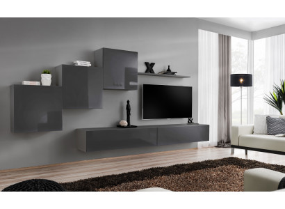 Wunnwand Wunnzëmmer Set 6tlg Wallschaf Wandregal Garnitur Komplett Nei