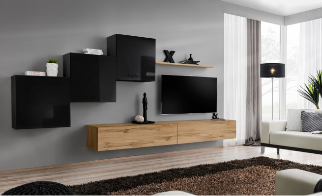 Televisiounsmiwwel Set a Braun Wunnzëmmermiwwel TV-Stänn Sideboard Wandregal Nei