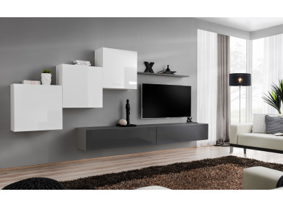Designer Wunnwand Grau TV Ständer Moderne Sideboard Wandregal TV Stänner Nei