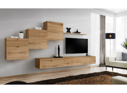 Designer Wunnwand Braun TV Stänn Modern Säitenarescht Wandregal Wandschaf 6 Stéck