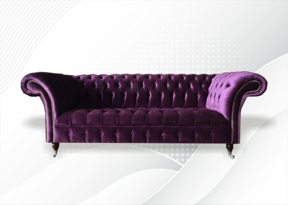 Chesterfield 3-Sëtzeger Violett Stoff Design Canapéen Polster Sofa Sofas Nei Textil