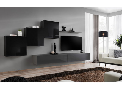 Wunnzëmmer Set Wandregal TV-Stänner Gro Wunnwand Luxus Schaf Design 6tlg.Neij.