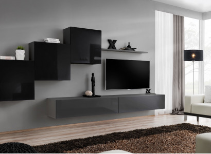 Wunnzëmmer Set Wandregal TV-Stänner Gro Wunnwand Luxus Schaf Design 6tlg.Neij.
