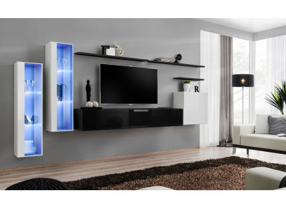 Wunnzëmmer Schwaarz Set Mauerzschaf Vitrin Luxus Wunn-Maueren TV-Stänner Design Nei