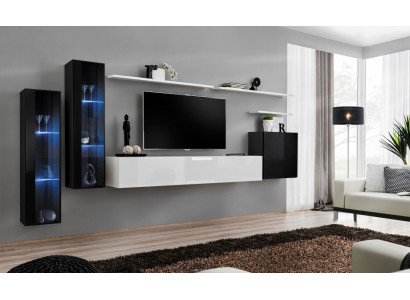 Design Wäiss Wandschaf Wandregal TV-Stänner Luxus Wunnzëmmer Vitrine Nei