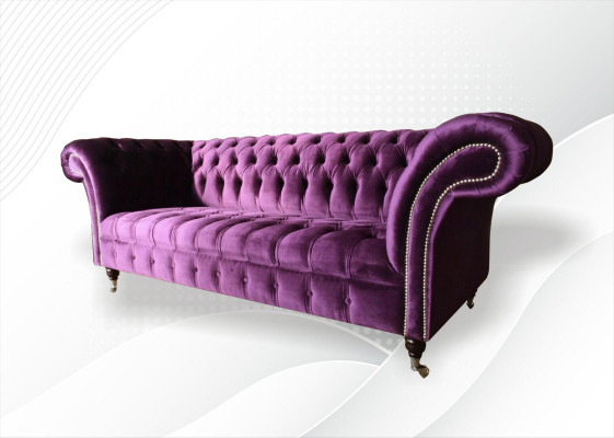 Chesterfield 3-Sëtzeger Violett Stoff Design Canapéen Polster Sofa Sofas Nei Textil