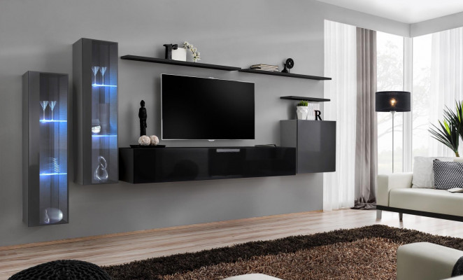 Designer schwaarz Wunnwand Sideboard Wandschaf TV-Stänner Luxus Garnitur