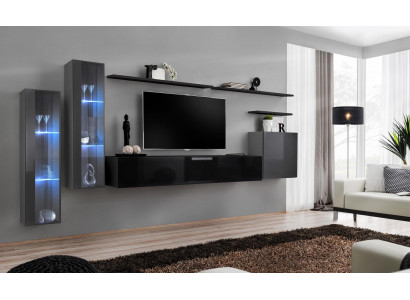 Designer schwaarz Wunnwand Sideboard Wandschaf TV-Stänner Luxus Garnitur