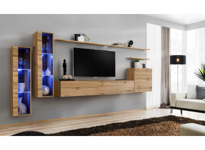 Wunnzëmmer Miwwel Ensemble Set 7-Delux Luxus Miwwel Designer Mauer Schaf Wandregal