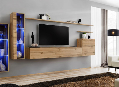 Wunnzëmmer Miwwel Ensemble Set 7-Delux Luxus Miwwel Designer Mauer Schaf Wandregal