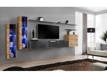Luxus Design Miwwel Garnitur Wunnwand Sideboard TV-Stänner Ariichtung Wandregal