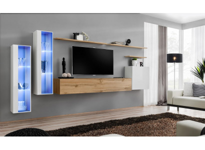 Modern Wohnwand Luxus Holz Wand Regaler Wunnzëmmer Miwwelen Designer Ariichtung