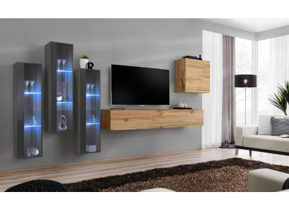 Wunnzëmmer Wunnwand Holz Luxus Garnitur Ariichtung nei Stil Modern Luxus Brong