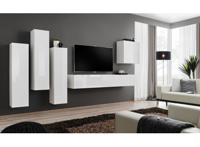 Wunnzëmmer Garnitur Luxus Wäiss Mauer-Schränk Wunnwand Holz Miwwelen TV-Ständer