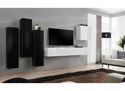 Wunnzëmmer Garnitur Wunnwand Komplett Set Niddreg Board TV-Stänner Holz Miwwelen