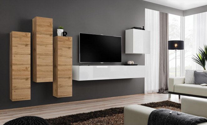 Wunnzëmmer Wohnwand Wandschaf Sideboard Ariichtung TV-Stänner Modern