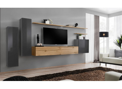 Designer Wunnwand Miwwelen Wunnzëmmer Luxus TV Stänner Holz Wandregal Komplett Nei