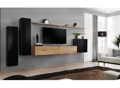 Komplett 7tlg Mauerschaf Wohnwand Wunnzëmmer Luxus Ariichtung Modern Miwwelen