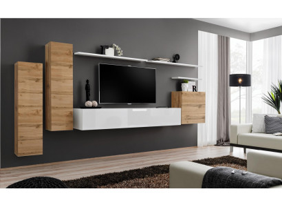 Wunnwand Wunnzëmmer Set 7tlg TV Ständer Nei Regal Luxus Modern Design Miwwelen