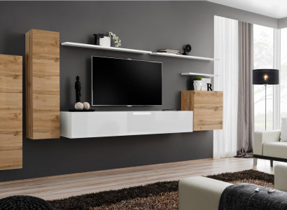 Wunnwand Wunnzëmmer Set 7tlg TV Ständer Nei Regal Luxus Modern Design Miwwelen