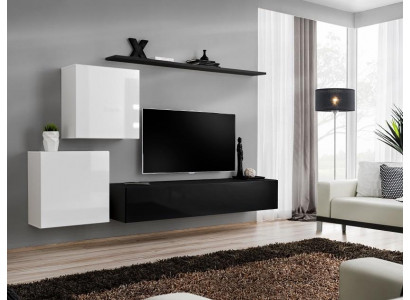 Wunnwand Holzmiwwel Komplett 4tlg Luxus Neij 2x Wandschaf TV Stänner Design