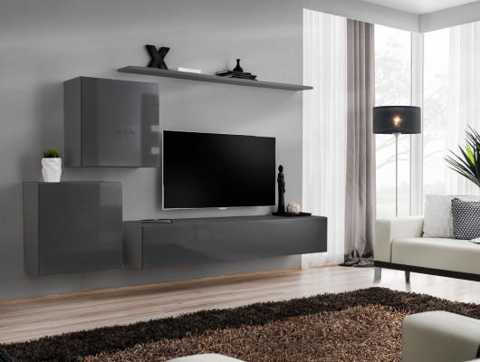 Wunnzëmmer Modern Stil Wunnwänn 4-Deel Set Säitbord Gro Regal Nei