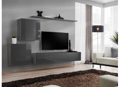 Wunnzëmmer Modern Stil Wunnwänn 4-Deel Set Säitbord Gro Regal Nei