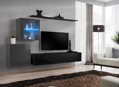 Wunnwand 2x Wandsschaf Ariichtung Héichglanz Wand Regal Designer Holz Miwwelen