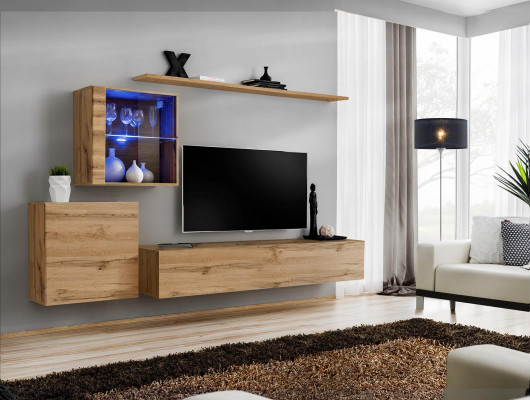 Wunnwand Modernen TV-Stänner Wunnzëmmermöbel Design Wandregaler Komplett